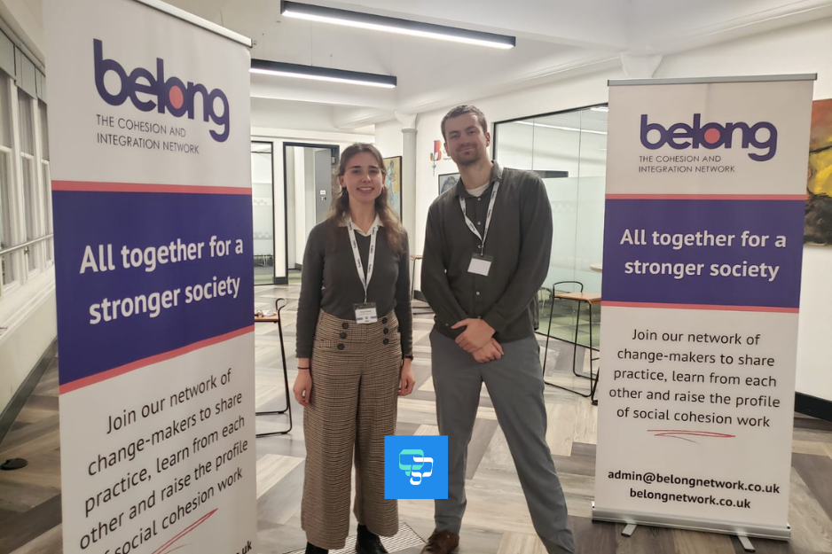 Rory & Miriam from Solutions Not Sides together at the Belong Network annual conference, discussing their work with SNS in communities tackling prejudice and building bridges.